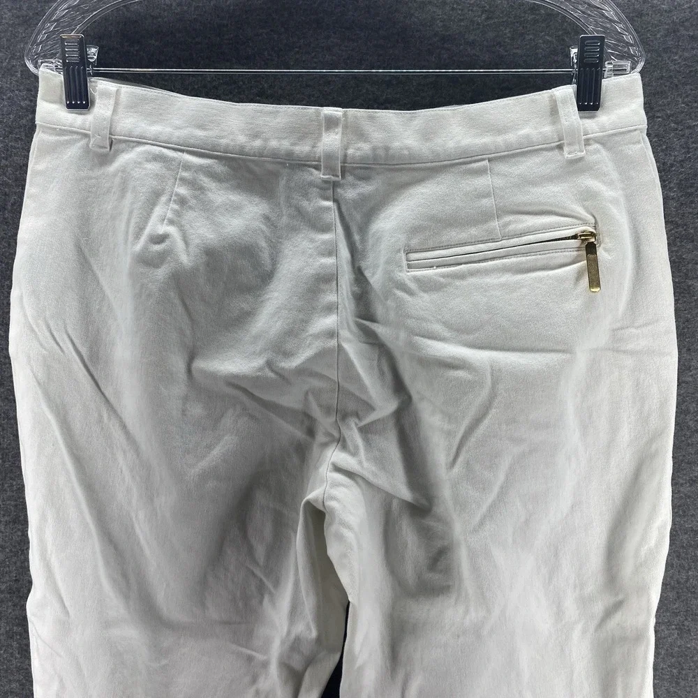 Ralph Lauren Capri Pants Womens 12 White Mid Rise Stretch Hiking Zipper Pockets‎
